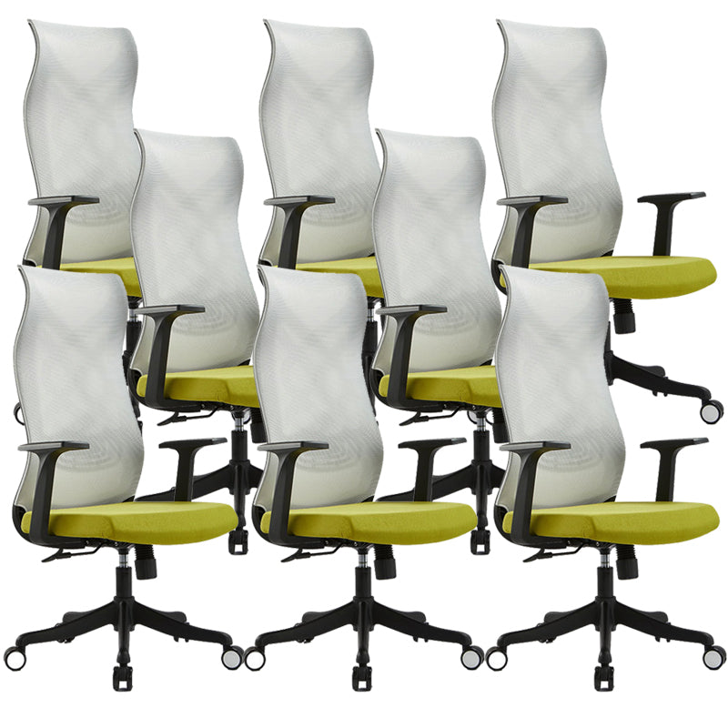 Fixed Arms Office Chair Microfiber Desk High Back Chair Swivel Ergonomic