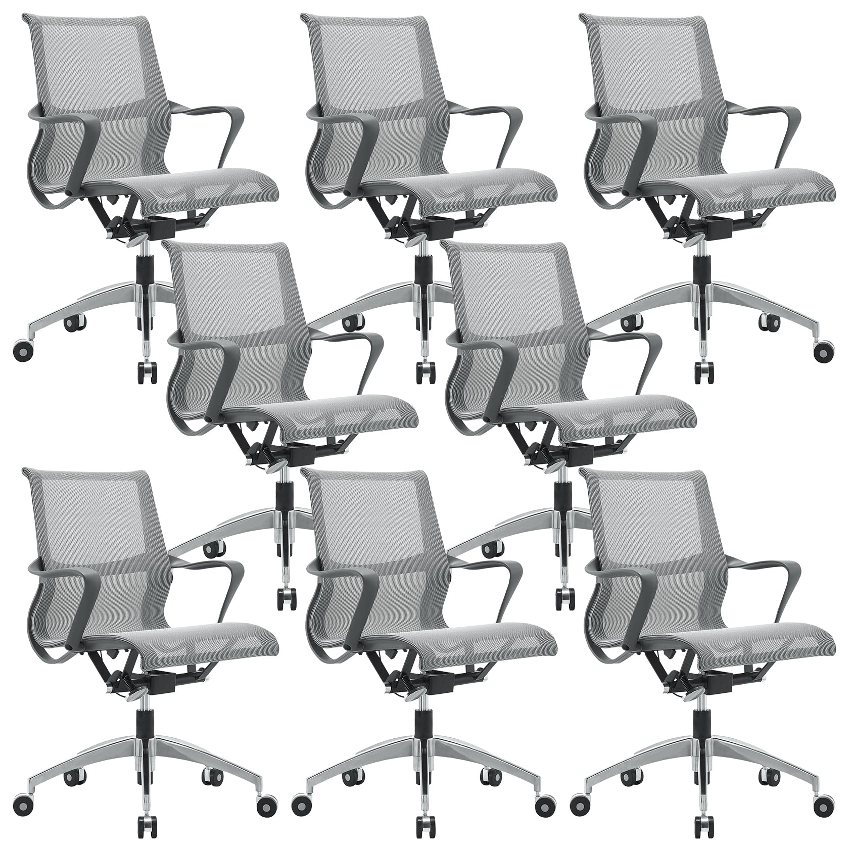 Modern Office Chair with Wheels Mid-Back Mesh Desk Chair Ergonomic Chair