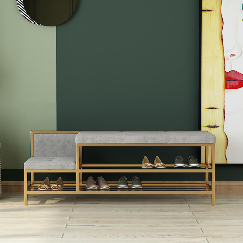 13.8 Inch Wide Entryway Bench Modern Cushioned Metal Seating Bench