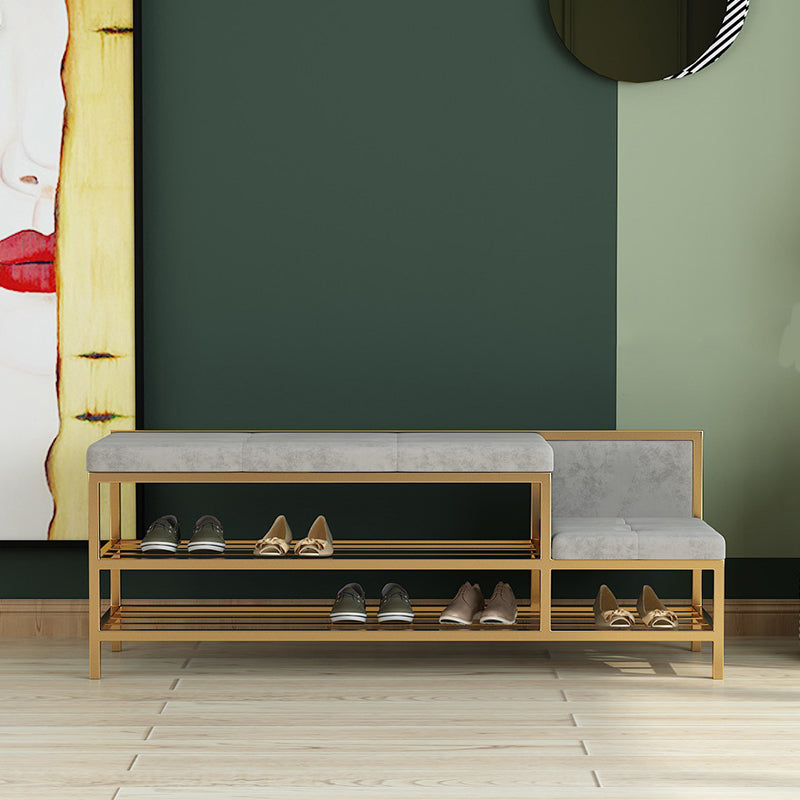 13.8 Inch Wide Entryway Bench Modern Cushioned Metal Seating Bench