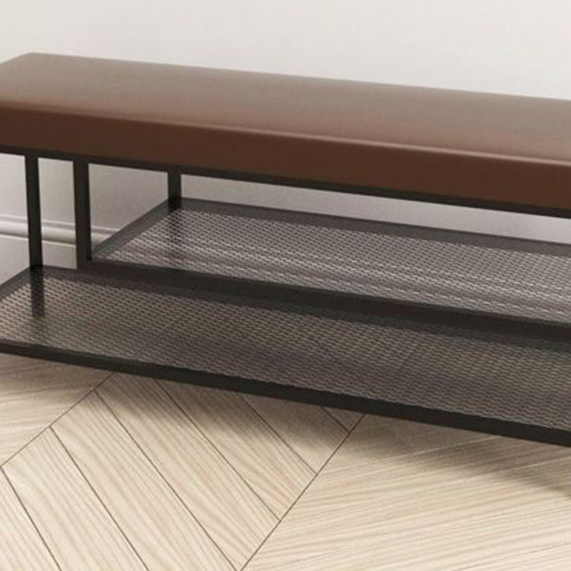 Modern Seating Bench Foam Cushioned 17.72 Inch H Bench with Shoe Storage