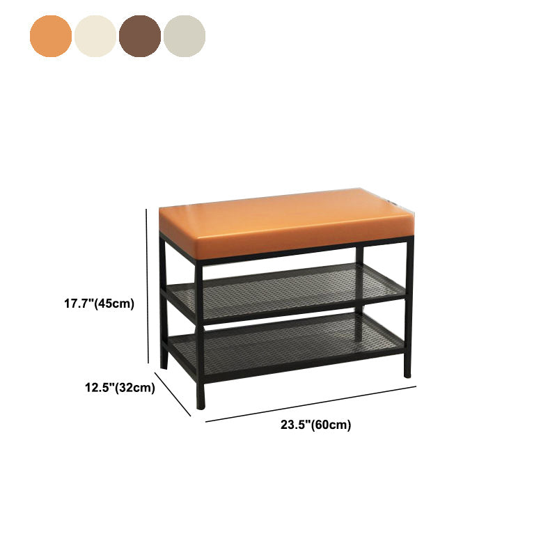 Modern Seating Bench Foam Cushioned 17.72 Inch H Bench with Shoe Storage