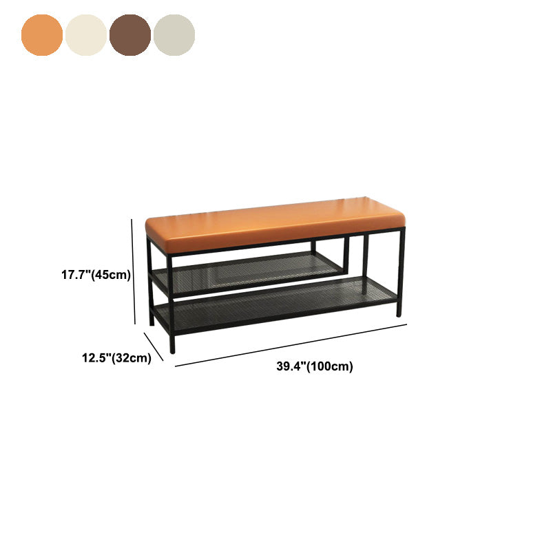 Modern Seating Bench Foam Cushioned 17.72 Inch H Bench with Shoe Storage