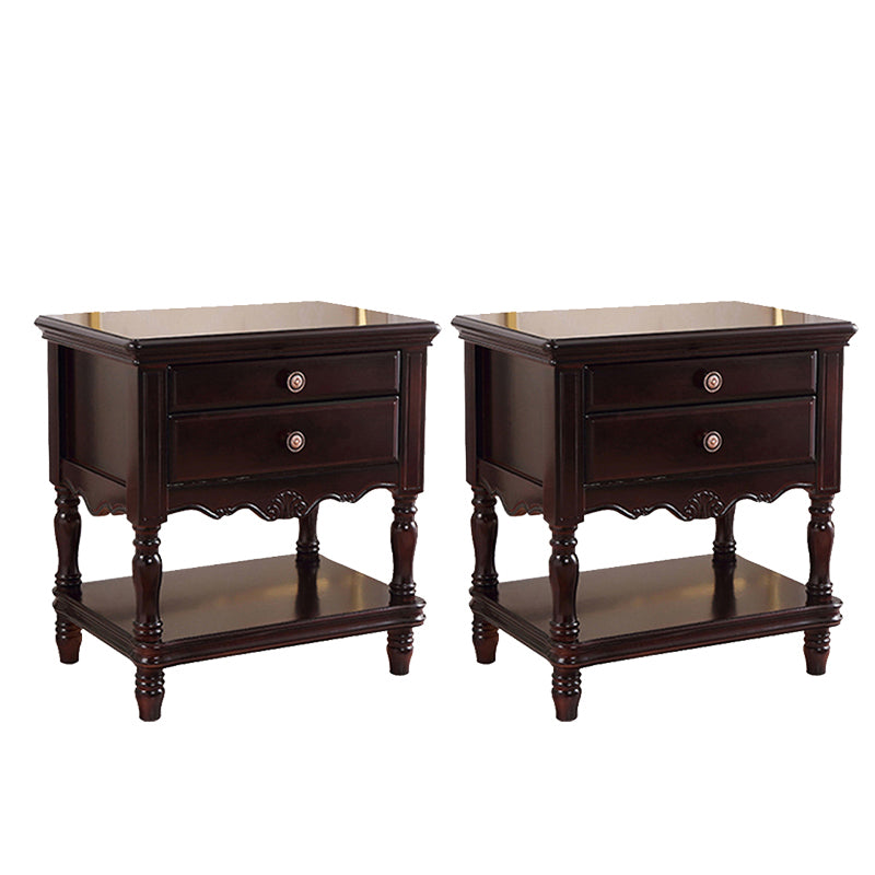 Solid Wood Night Table Open Storage Bed Nightstand with Drawer