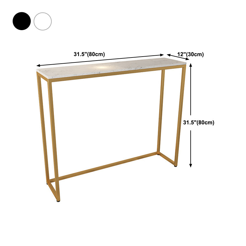 Glam Rectangle Console Accent Table Antique Finish Console Sofa Table in Marble