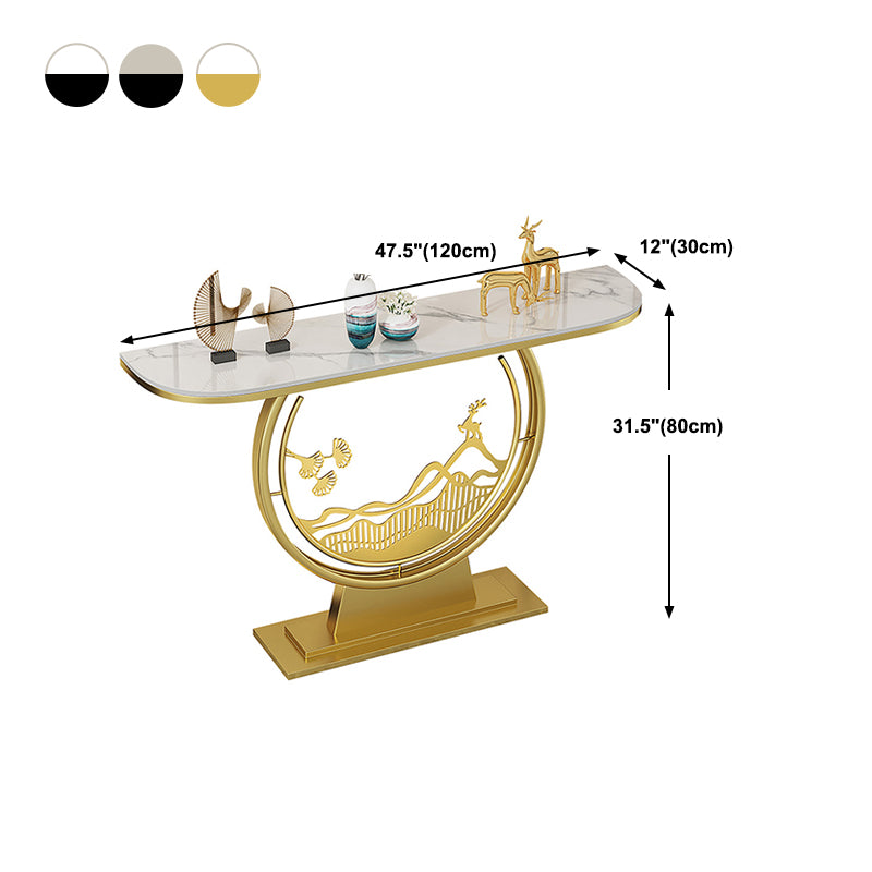 Stone Glam Console Table 31.5" Tall Accent Table with Shelves