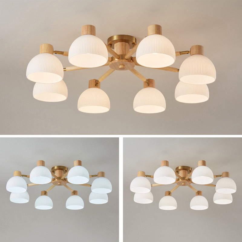 Glass Bowl Shape Flush Ceiling Light Modern Multi Lights Flush Light Fixtures in Brown