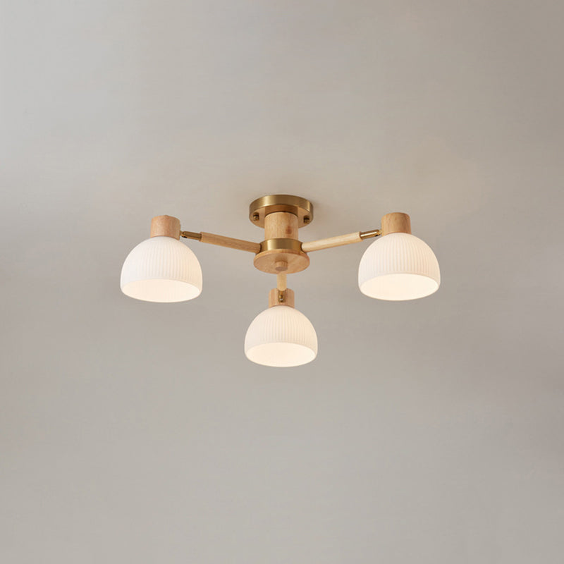 Glass Bowl Shape Flush Ceiling Light Modern Multi Lights Flush Light Fixtures in Brown