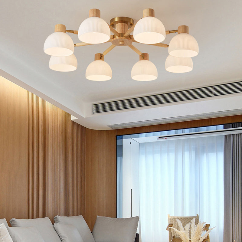 Glass Bowl Shape Flush Ceiling Light Modern Multi Lights Flush Light Fixtures in Brown