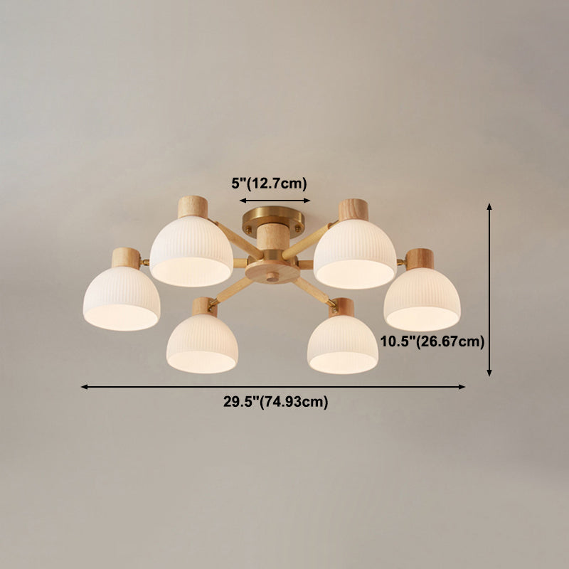 Glass Bowl Shape Flush Ceiling Light Modern Multi Lights Flush Light Fixtures in Brown