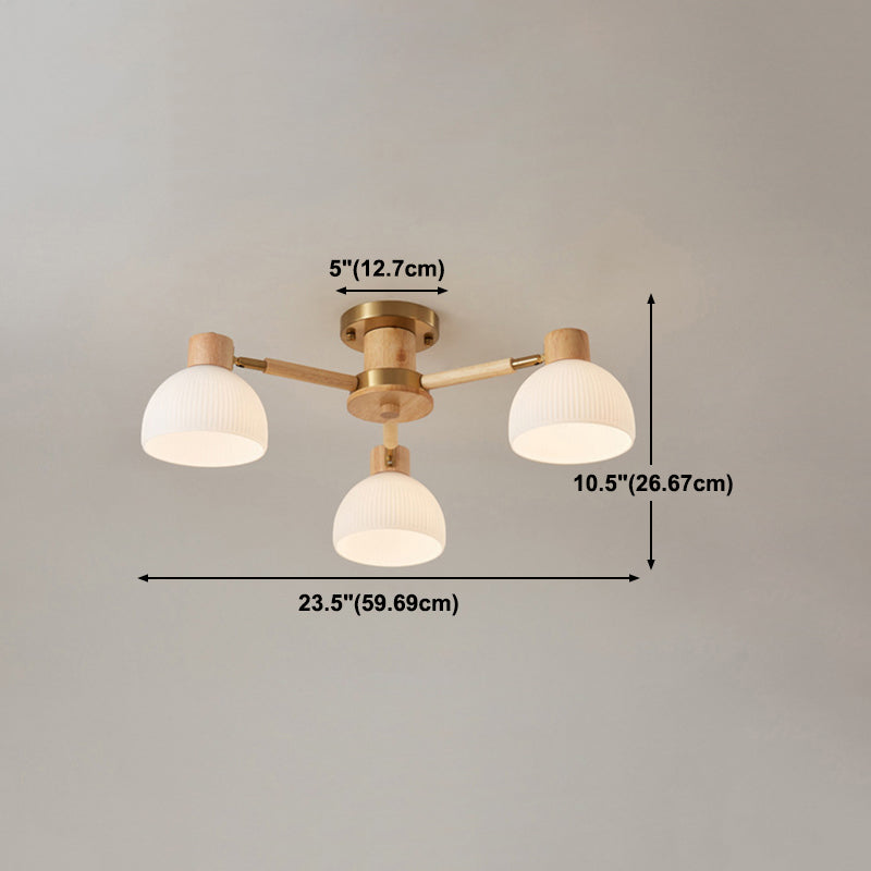 Glass Bowl Shape Flush Ceiling Light Modern Multi Lights Flush Light Fixtures in Brown