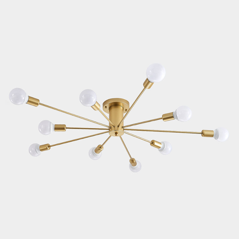 Modern Flush Mount Ceiling Light Golden Metal Lighting for Home