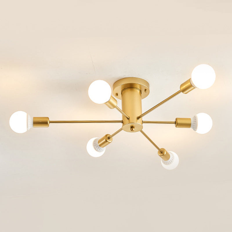 Modern Flush Mount Ceiling Light Golden Metal Lighting for Home