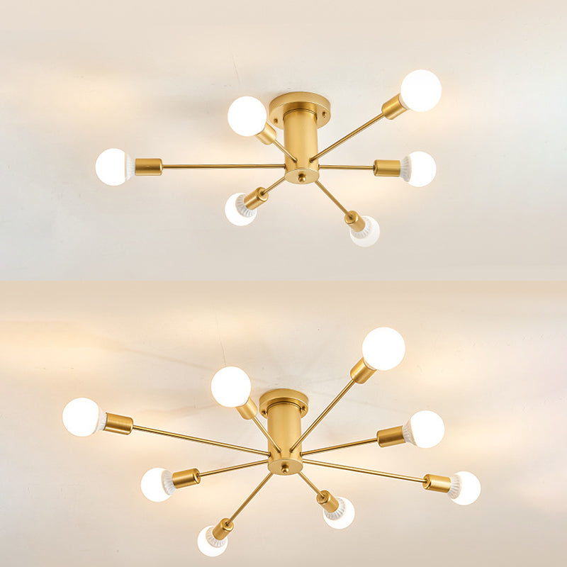 Modern Flush Mount Ceiling Light Golden Metal Lighting for Home