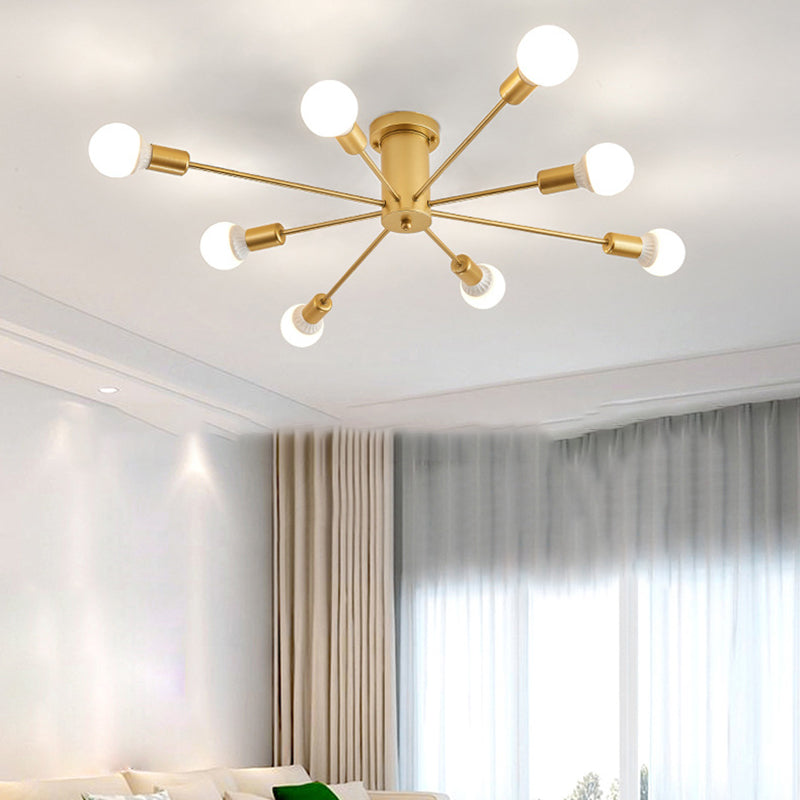 Modern Flush Mount Ceiling Light Golden Metal Lighting for Home