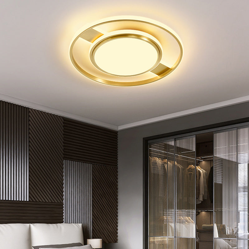 Modern Ceiling Lighting Gold Flush Mount Fixture with Brass for Bedroom