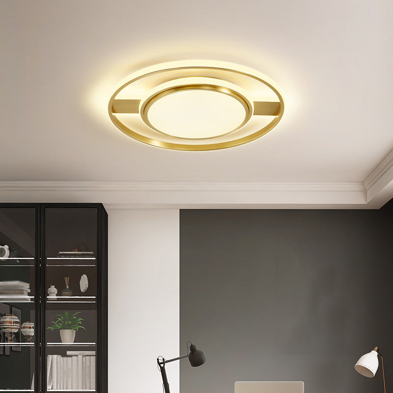 Modern Ceiling Lighting Gold Flush Mount Fixture with Brass for Bedroom