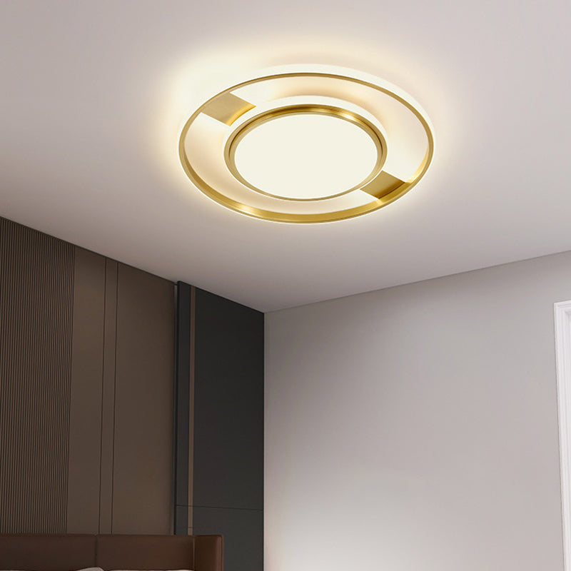 Modern Ceiling Lighting Gold Flush Mount Fixture with Brass for Bedroom