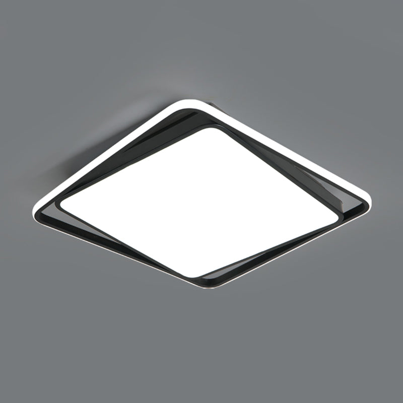 Modern Metal LED Flush Mount Square Shape Ceiling Light with Acrylic Shade for Living Room