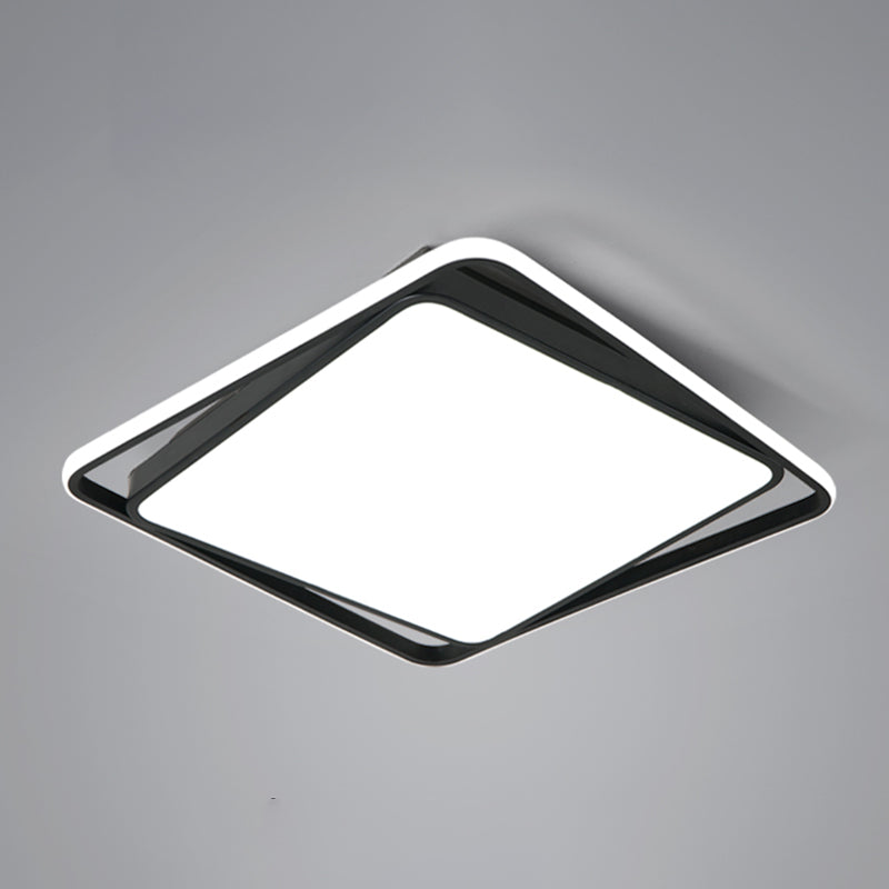 Modern Metal LED Flush Mount Square Shape Ceiling Light with Acrylic Shade for Living Room