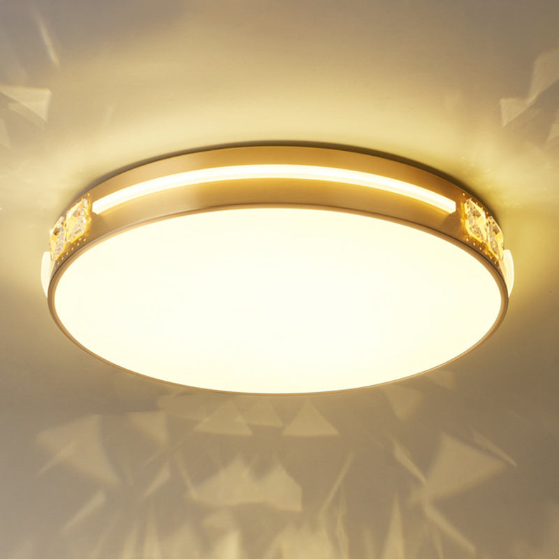 Contemporary Ceiling Lighting Circle Flush Mount Fixture in Gold for Bedroom