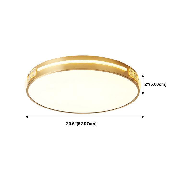 Contemporary Ceiling Lighting Circle Flush Mount Fixture in Gold for Bedroom