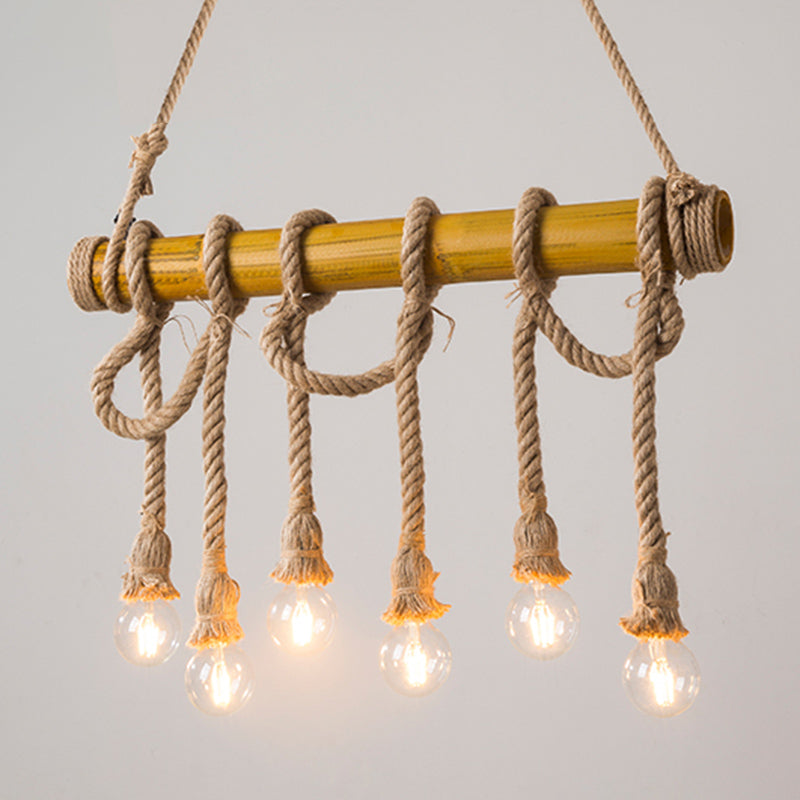 Industrial Linear Pendant Lighting Manila Rope Ceiling Pendant Light for Bar