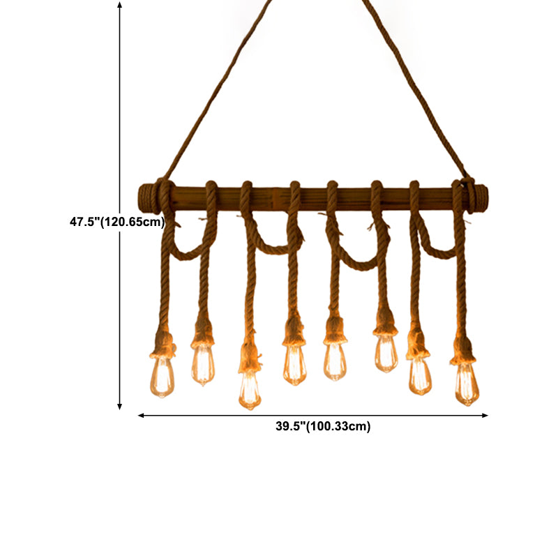 Industrial Linear Pendant Lighting Manila Rope Ceiling Pendant Light for Bar