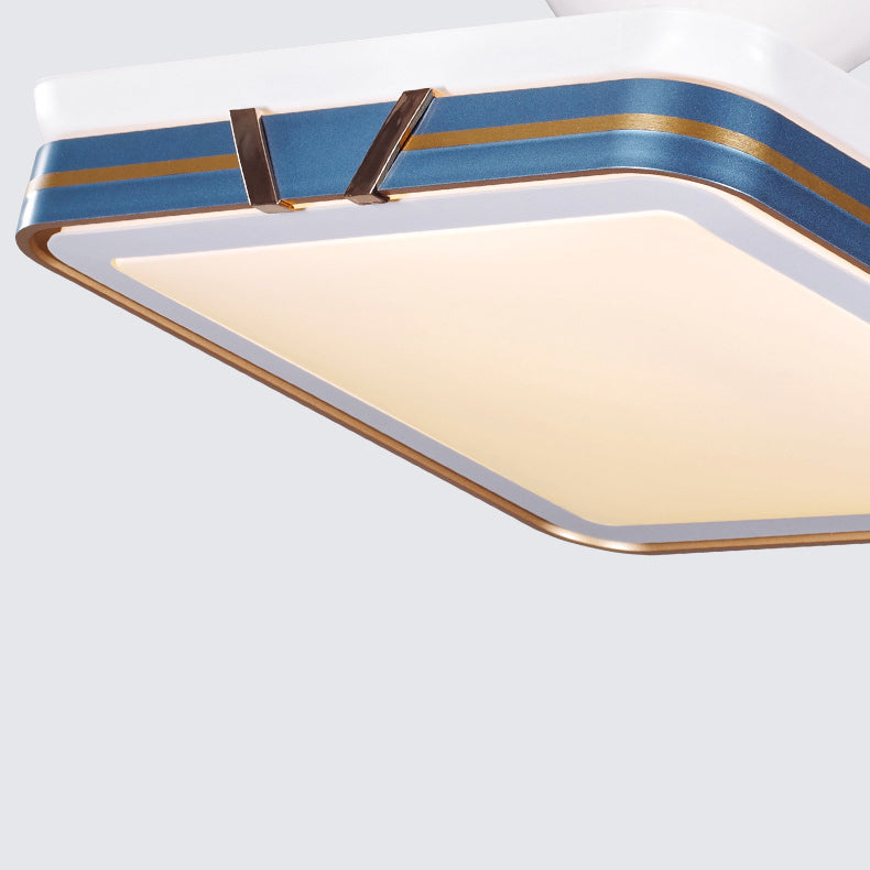 Blue / Gold / Grey LED Ceiling Fan Lighting Acrylic Square Modern Fan Fixture