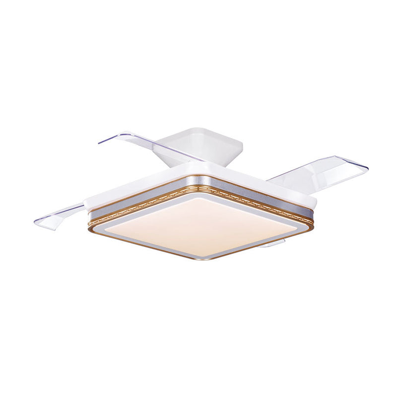 Blue / Gold / Grey LED Ceiling Fan Lighting Acrylic Square Modern Fan Fixture