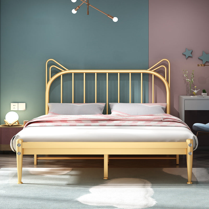 Scandinavian Metal Headboard Princess Slat Mattress Queen Low Profile Bed