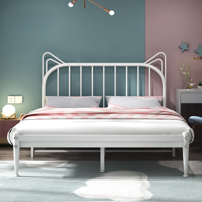 Scandinavian Metal Headboard Princess Slat Mattress Queen Low Profile Bed