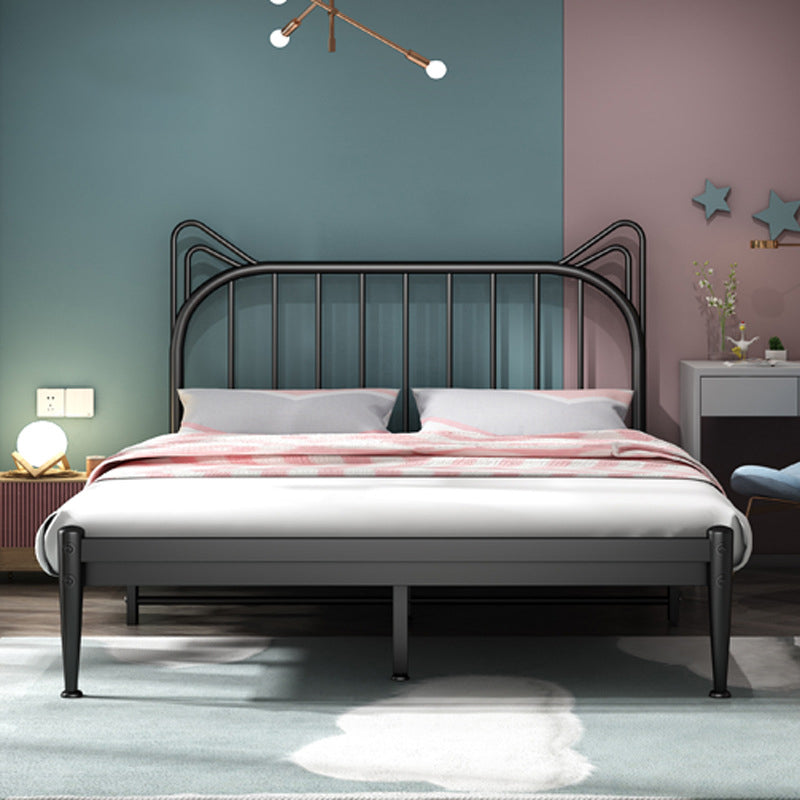 Scandinavian Metal Headboard Princess Slat Mattress Queen Low Profile Bed