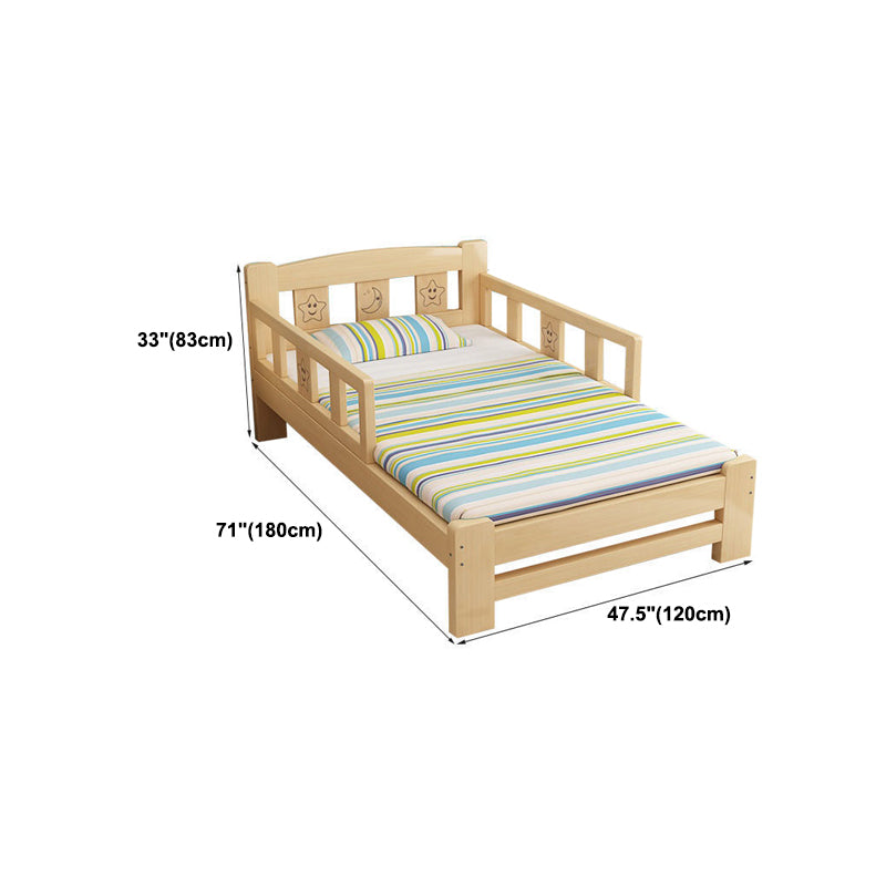 Solid Wood Standard Bed Modern Natural Headboard Bed with Guardrail