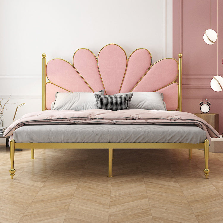 Scandinavian Metal Standard Bed Upholstered Bed with Headboard