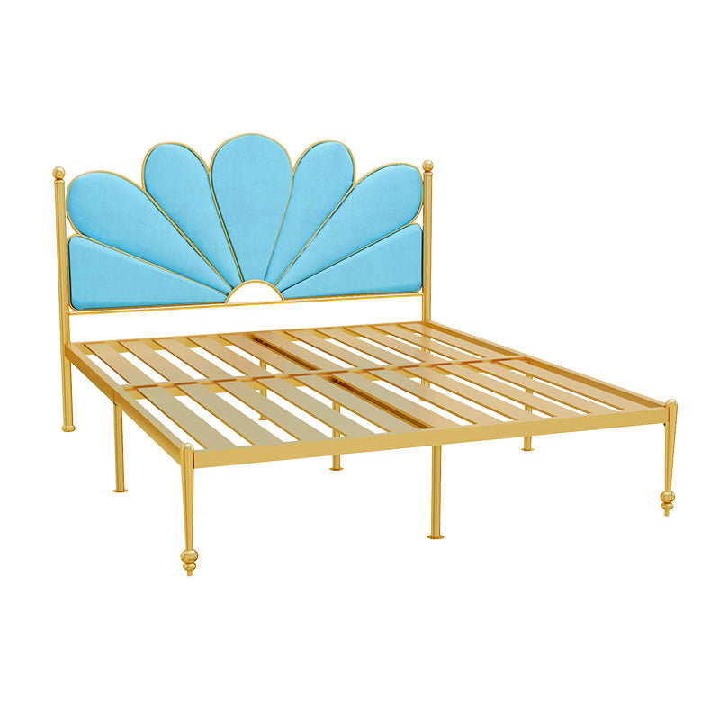 Scandinavian Metal Standard Bed Upholstered Bed with Headboard