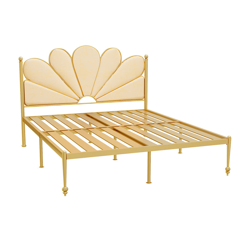 Scandinavian Metal Standard Bed Upholstered Bed with Headboard