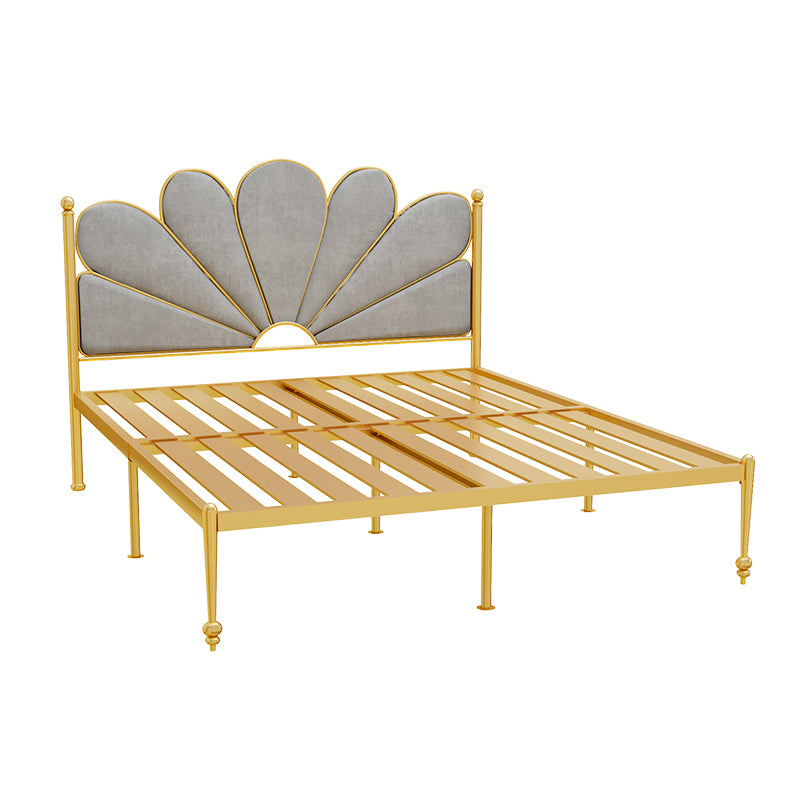 Scandinavian Metal Standard Bed Upholstered Bed with Headboard