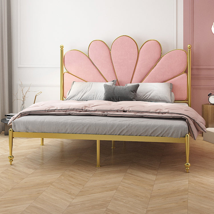 Scandinavian Metal Standard Bed Upholstered Bed with Headboard