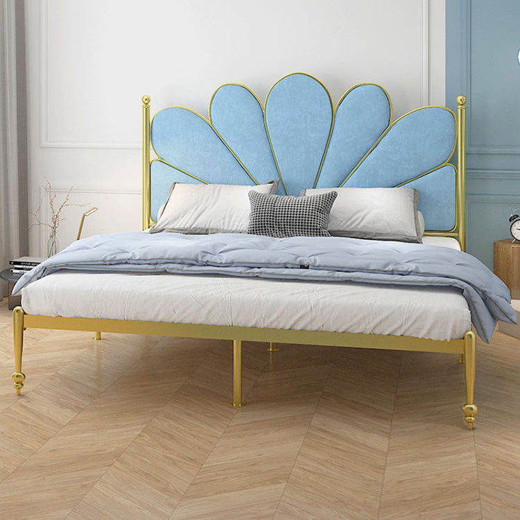 Scandinavian Metal Standard Bed Upholstered Bed with Headboard