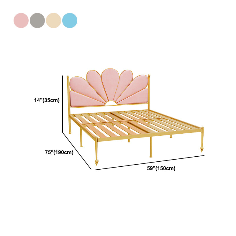 Scandinavian Metal Standard Bed Upholstered Bed with Headboard