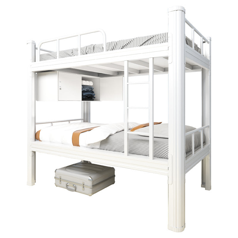 Contemporary Metal Standard Bunk Bed Headboard Built-In Ladder Bed