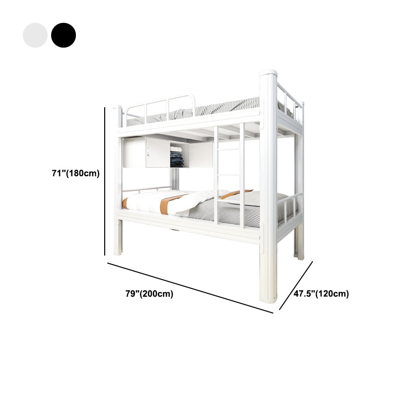 Contemporary Metal Standard Bunk Bed Headboard Built-In Ladder Bed