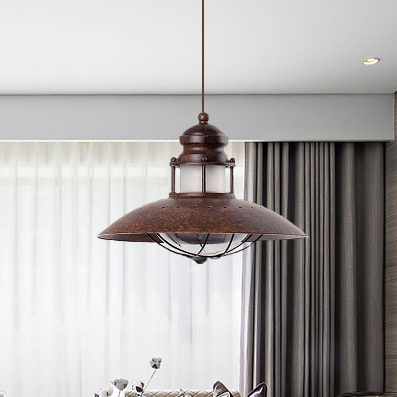 Farmhouse Farmage suspendu pendant à plafond de plafond en fer à l'ampoule à la rouille