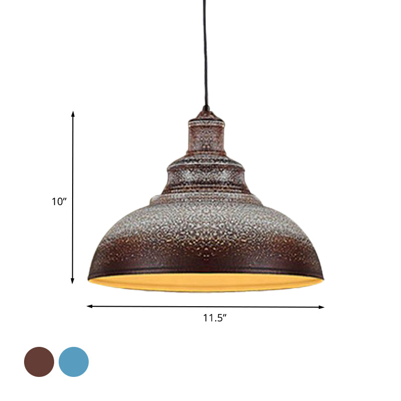 Blue/Rust 1 Head Ceiling Lighting Antiqued Metal Barn Pulley Pendant Lamp for Dining Room