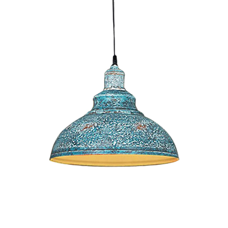 Blue/Rust 1 Head Ceiling Lighting Antiqued Metal Barn Pulley Pendant Lamp for Dining Room