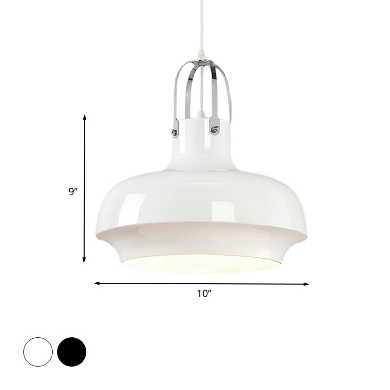 Urn drop clip a drop di urna industriale 1 testa lampada sospensione in bianco/nero, 10 "/16"/19 "W