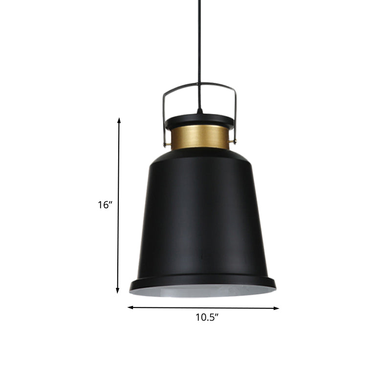 1 Bulb Bell Down Lighting Antiqued Black Finish Aluminum Handle Suspended Pendant Lamp