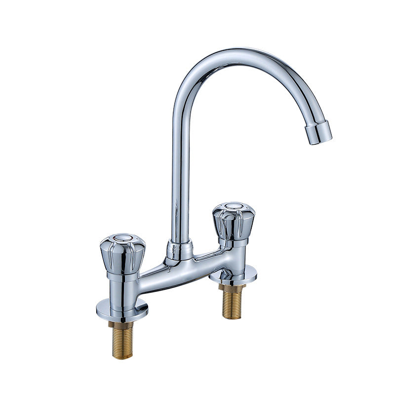 Circular 2-Handle Bathroom Faucet 2 Hole Centerset Bathroom Faucet with Gooseneck Arc