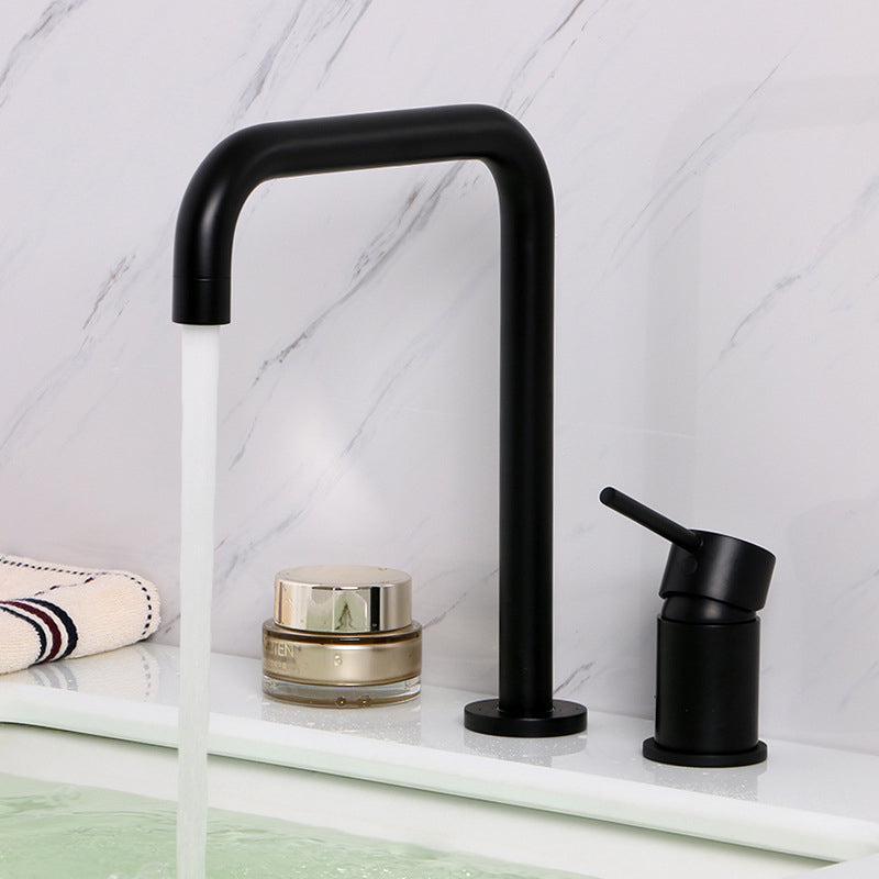 Circular 1-Handle Bathroom Faucet 2 Hole Widespread Bathroom Sink Faucet with Water Hose